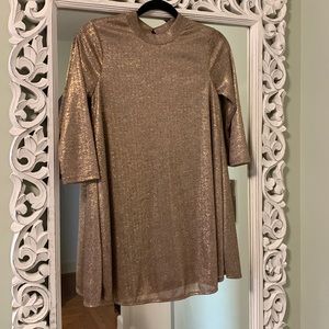 NWT long sleeve metallic cocktail mini dress